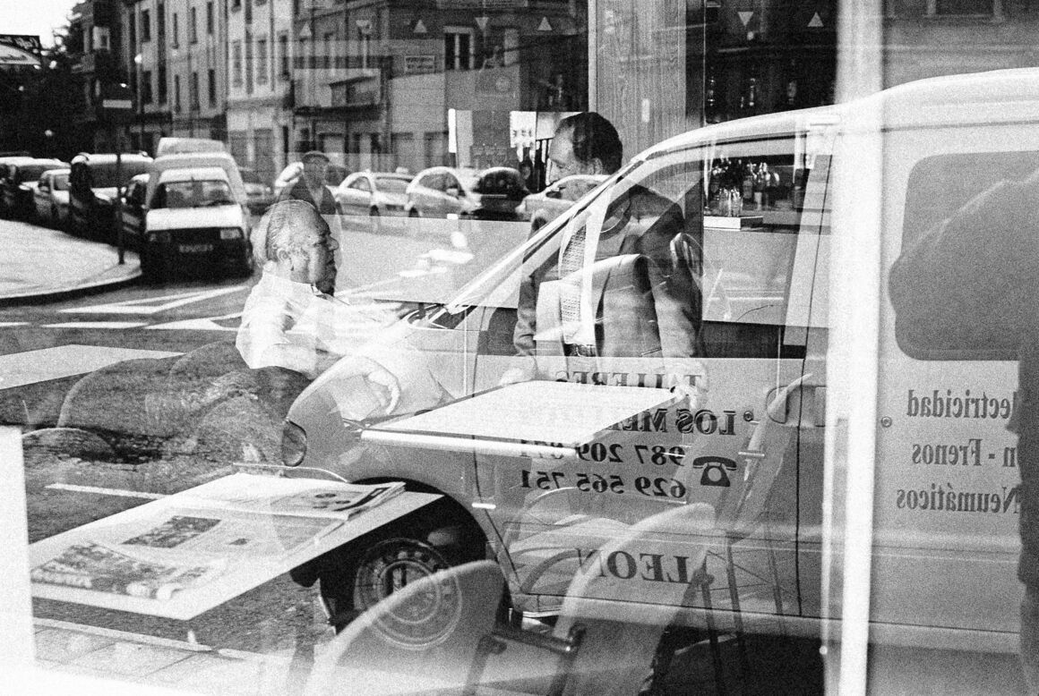 Street portrait with authentic Tri-X 400 film grain